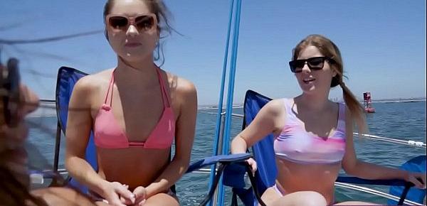  Three besties get fucked by boat captain
